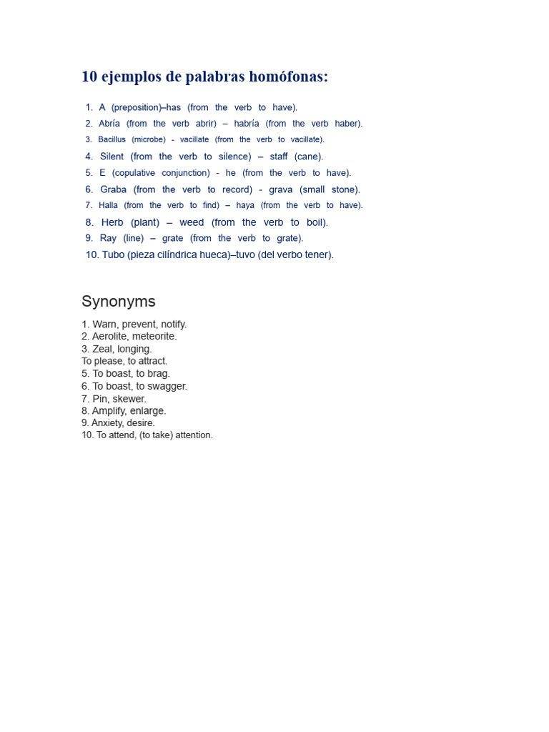 10 Examples of Homophones | PDF