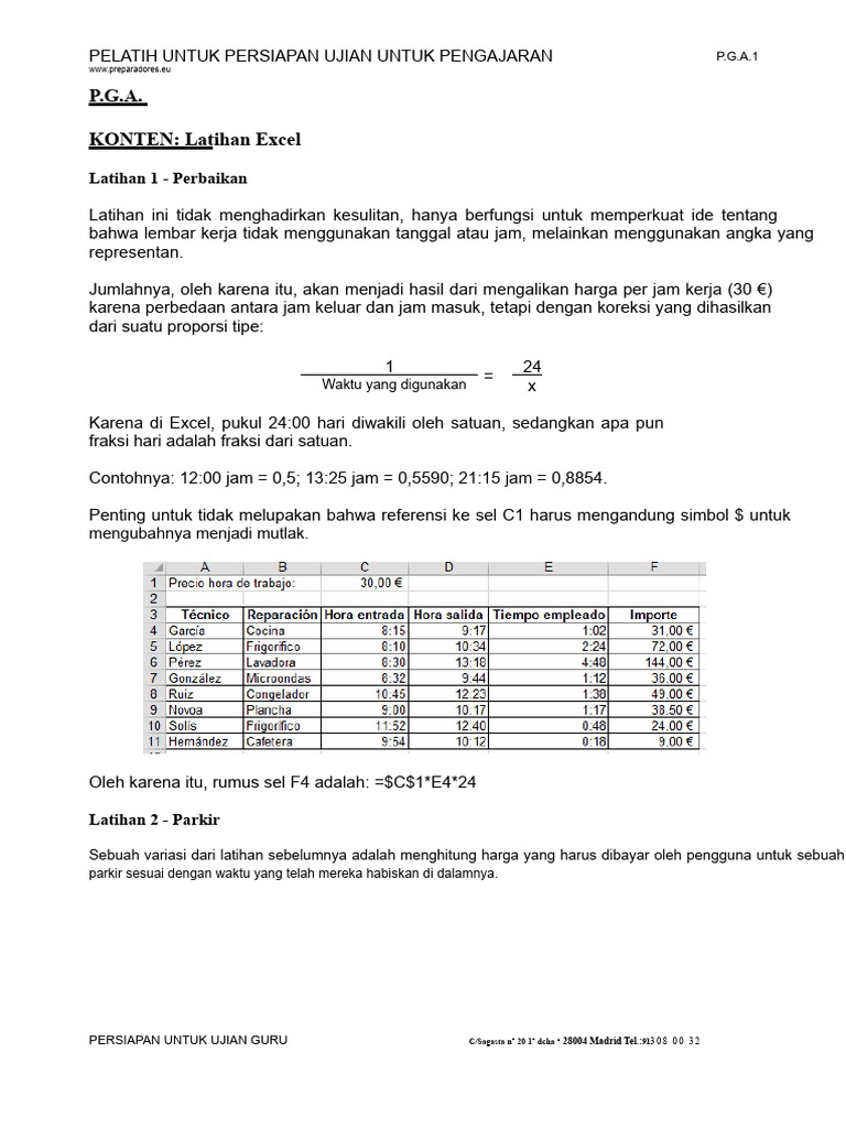 Latihan Excel untuk Persiapan Ujian | PDF