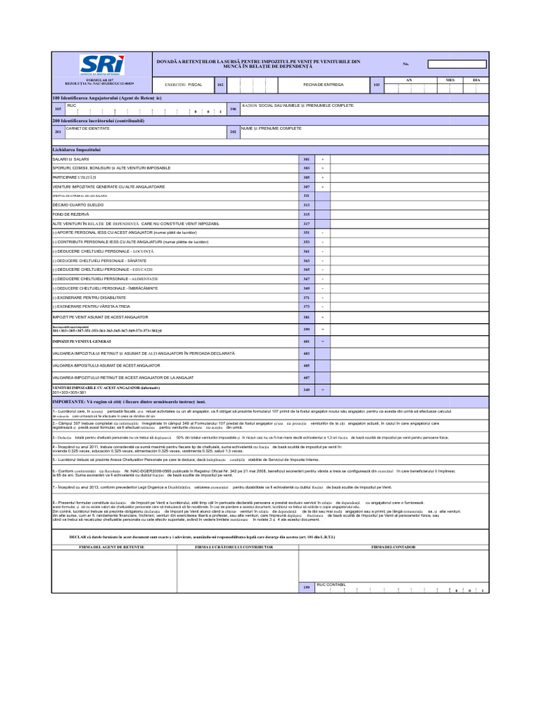 Formularul 107 | PDF