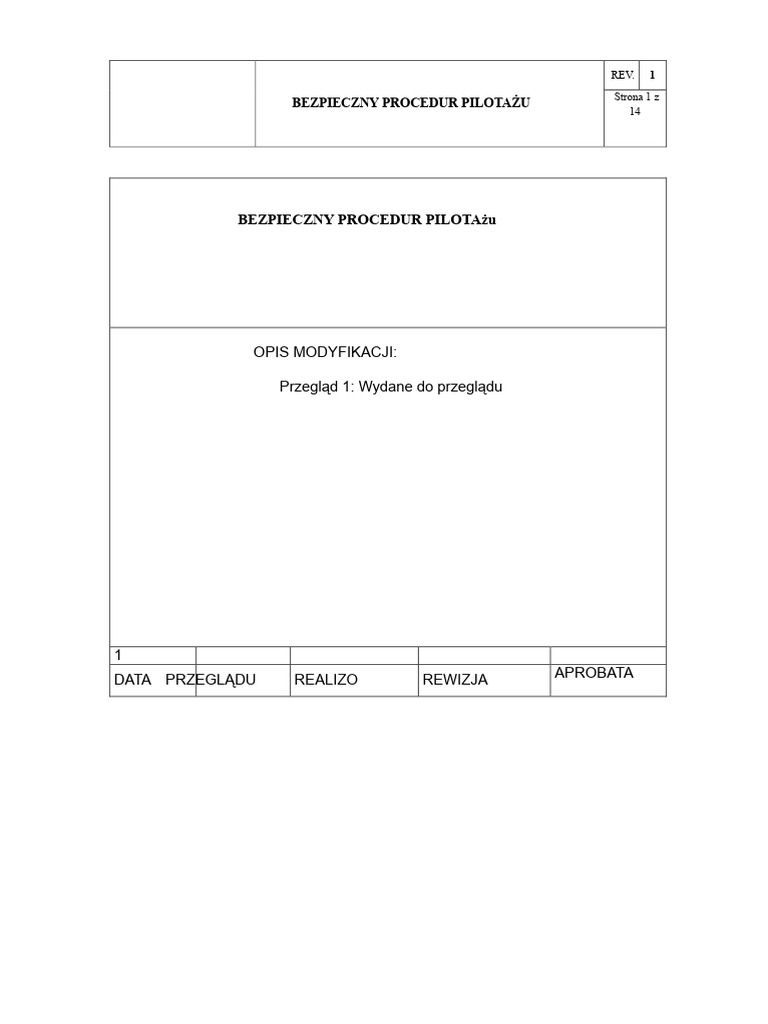 Bezpieczny Procedur Pilotażu. 2 | PDF