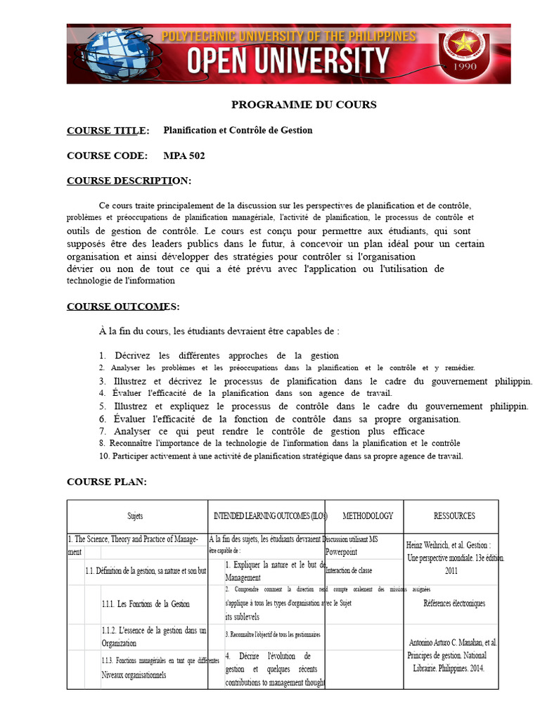 Planification et Contrôle de Gestion | PDF | Planification | Programme