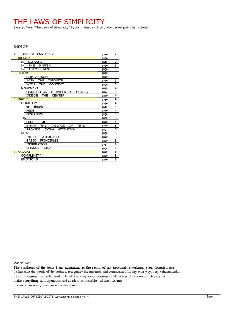 Summary of the Laws of Simplicity | PDF | Emotions | Attention