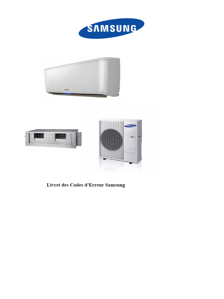Codes d'Erreur des Climatiseurs Samsung PDF Climatisation — free download