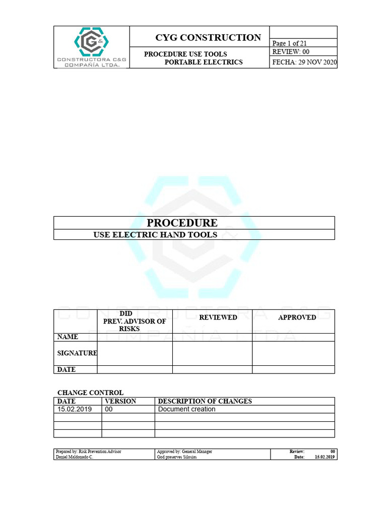 Portable Electric Tool Safety Procedure | PDF | Drill | Grinding ...
