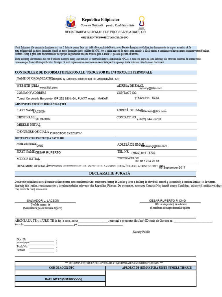 Formular NPC (Completat) | PDF