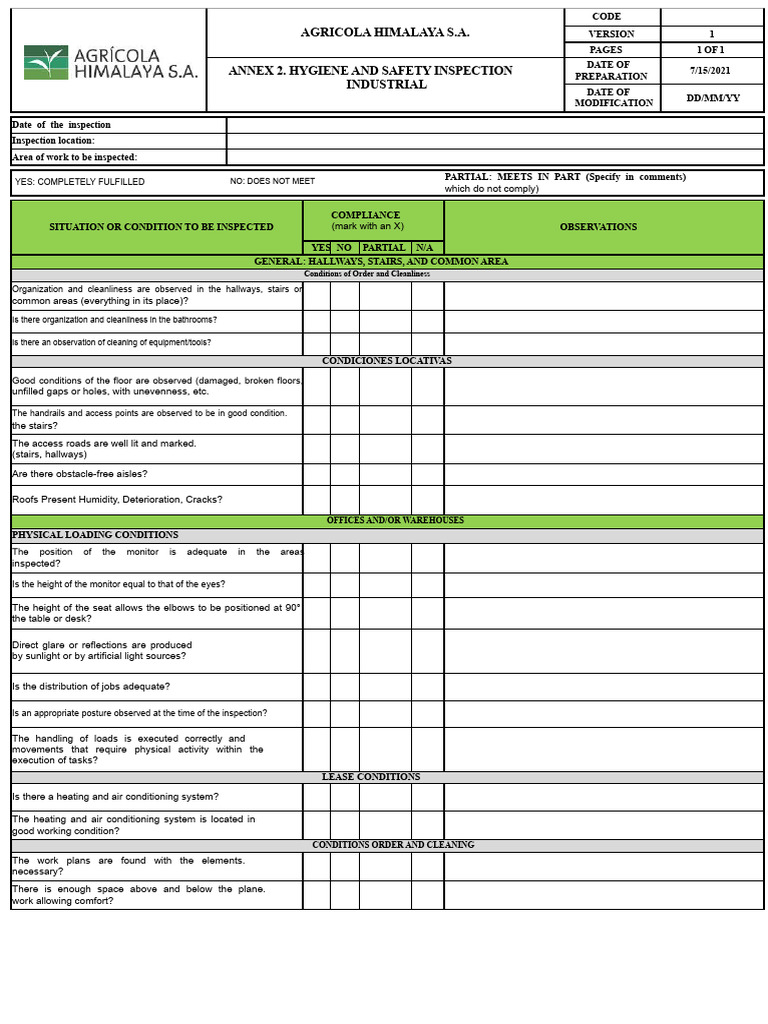 Hygiene and Safety Inspection Report | PDF | Personal Protective ...