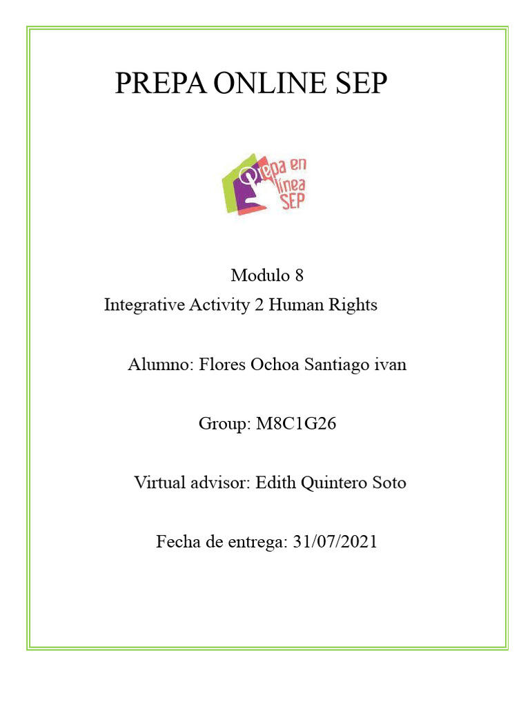 Module 8 Integrative Activity 2 Pdf Social Equality Human Rights
