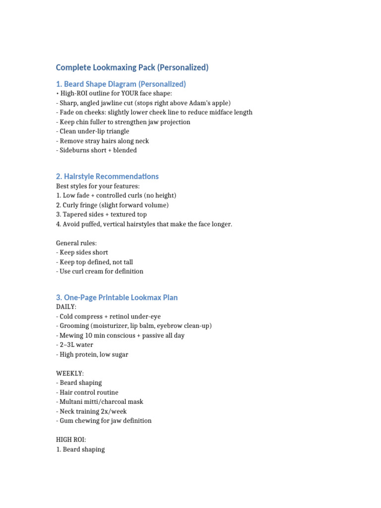 Personalized Lookmaxing Guide | PDF