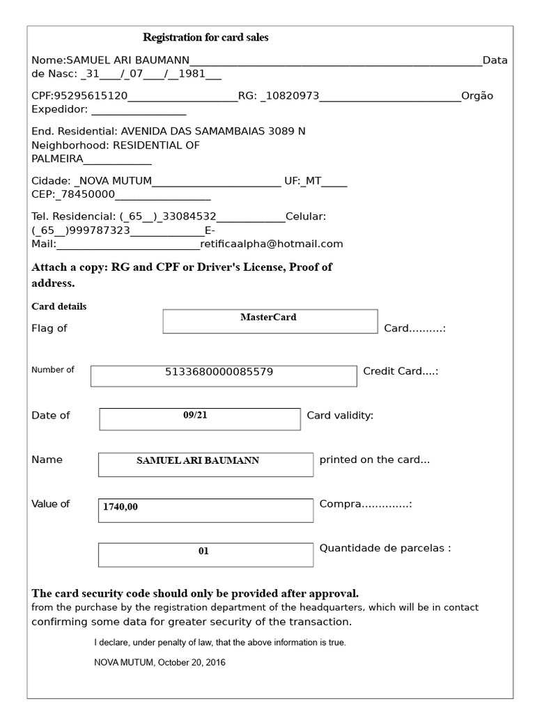 Long Distance Card Authorization | PDF