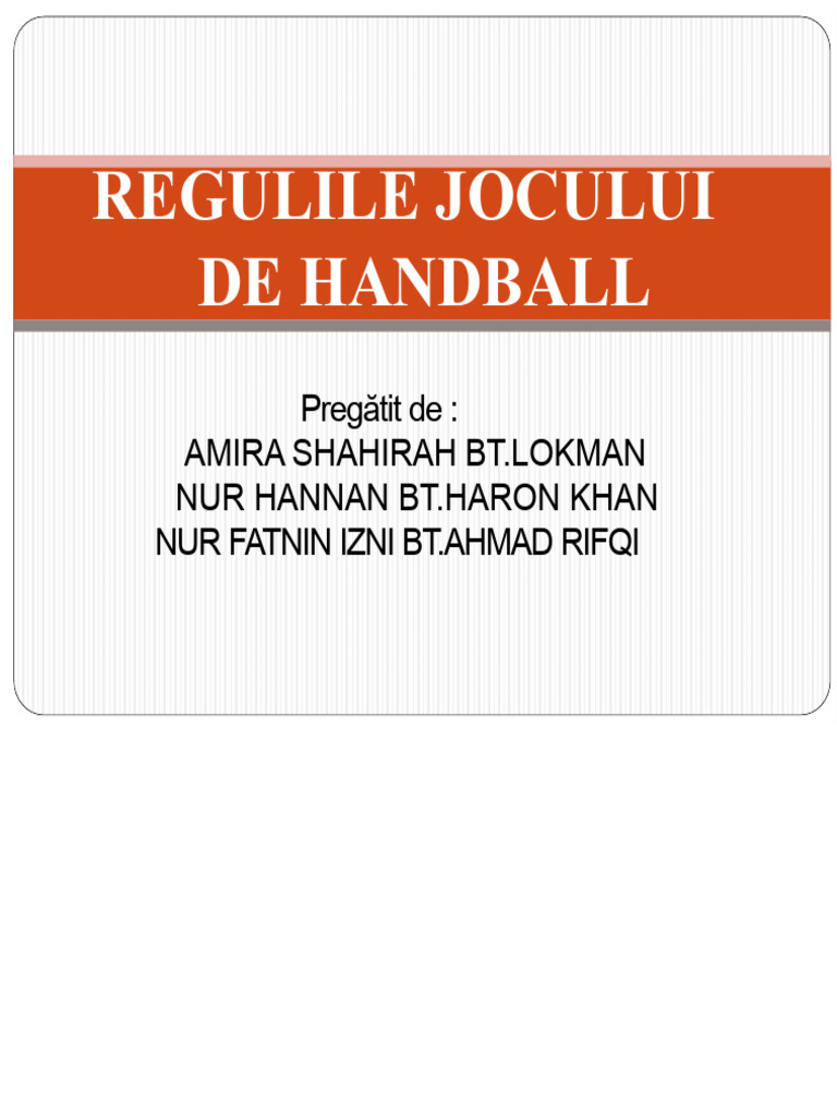 Regulile Jocului Pentru Handbal | PDF