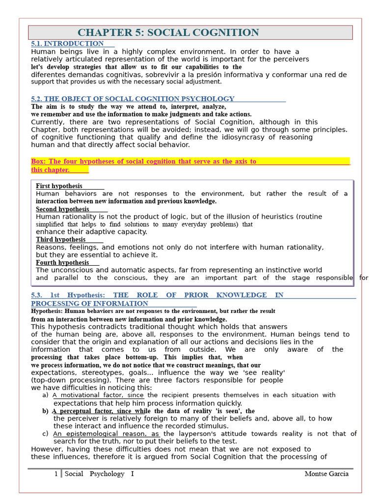 CHAPTER 5 - Social Cognition | PDF | Thought | Emotions