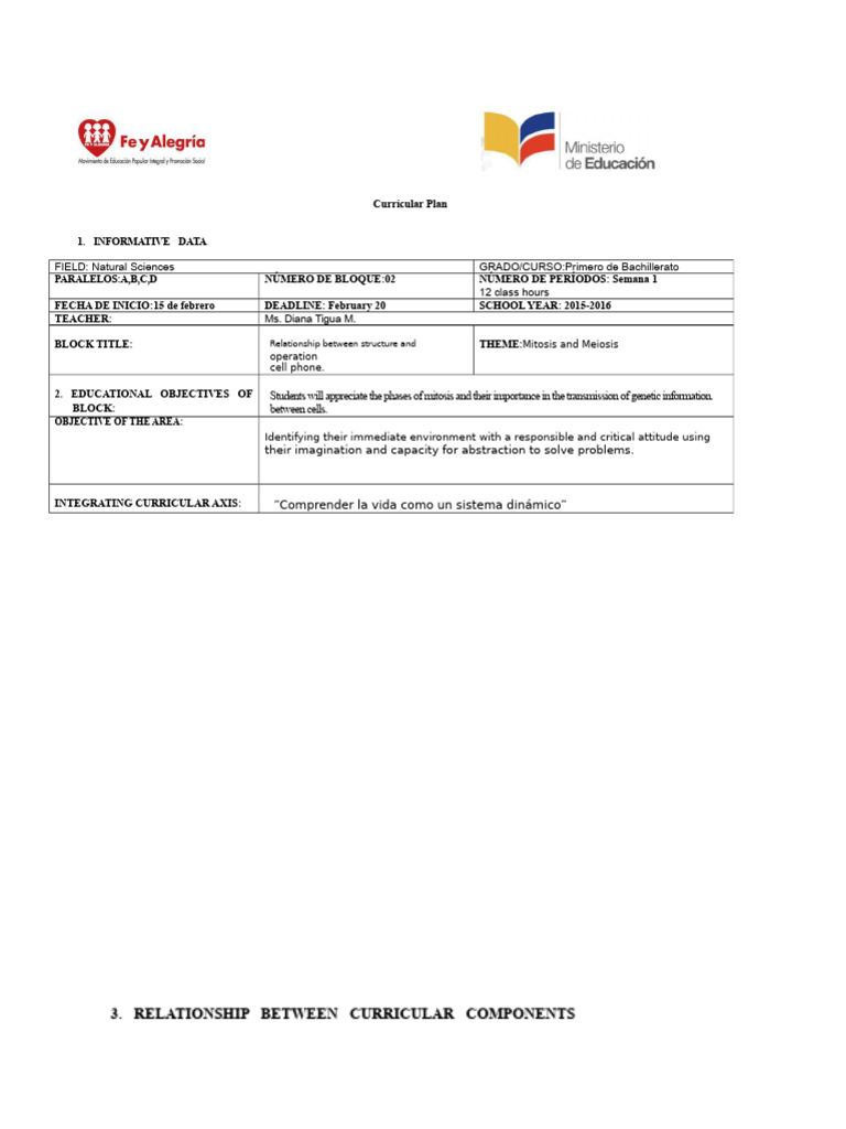 Curricular Plan Biology Second Year of Baccalaureate | PDF | Mitosis ...