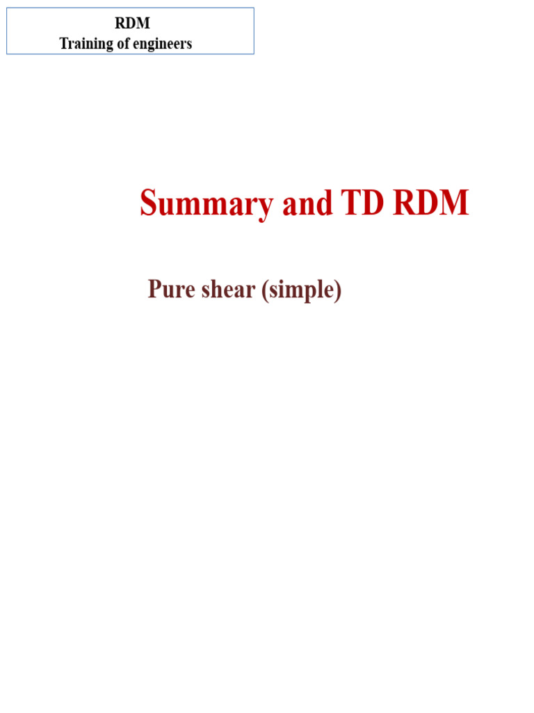 Summary And Td Rdm Shear Pdf Rivet Shear Stress