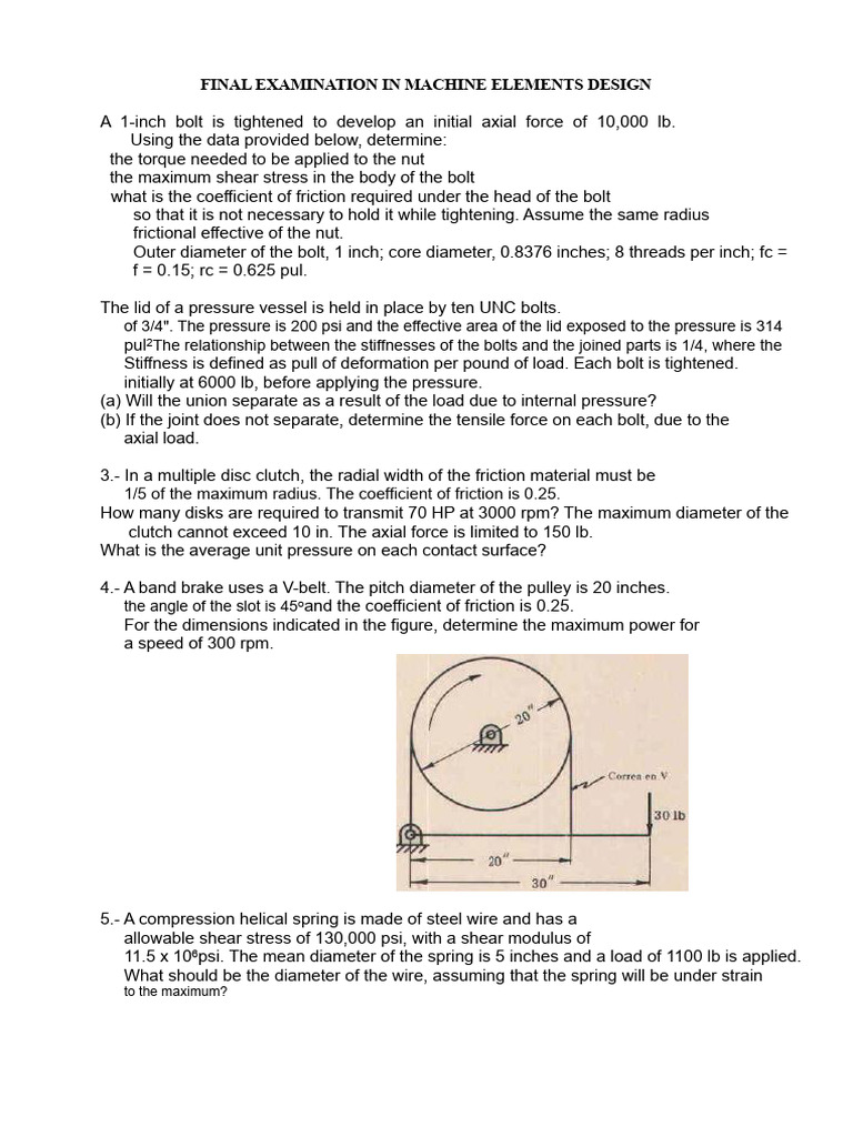 Machine Elements Design Exam Solutions | PDF