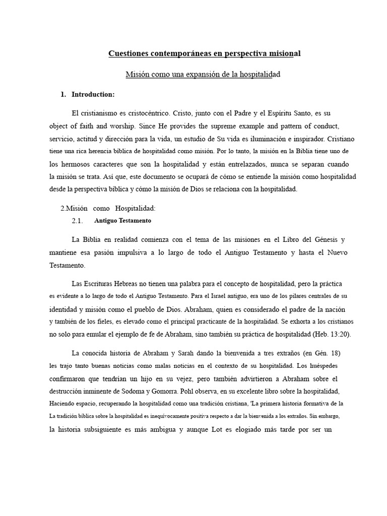 Misión y Hospitalidad en la Biblia | PDF | eucaristía | Trinidad