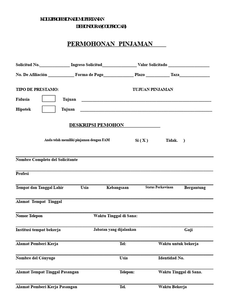 Permohonan Pinjaman dan Informasi Pemohon | PDF