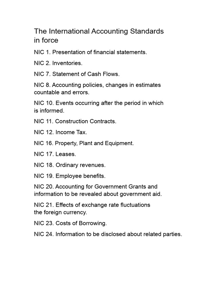 Overview of International Accounting Standards | PDF | International ...