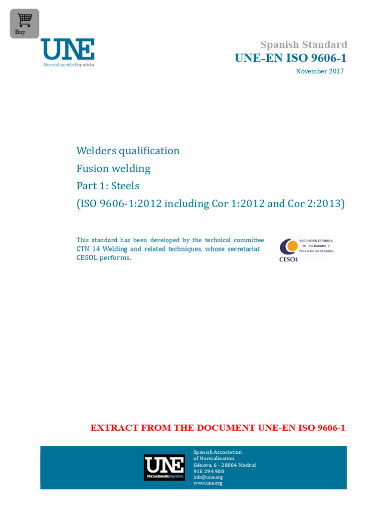 UNE-EN ISO 9606-1: Welder Qualification | PDF | Welding | Construction