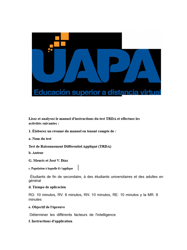 Test TRDA | PDF