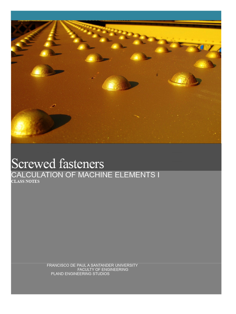Threaded Fasteners: Design and Calculation | PDF | Screw | Mechanics