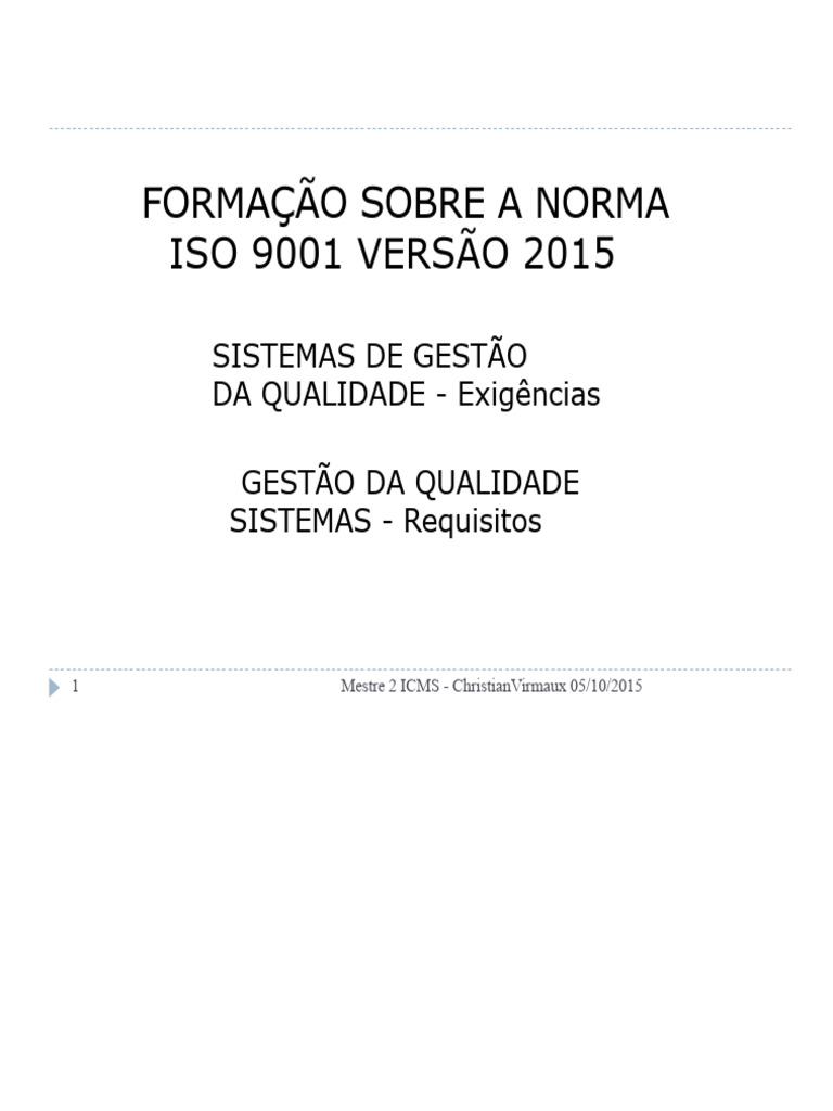 Formação em ISO 9001:2015 e Gestão da Qualidade | PDF | Qualidade ...