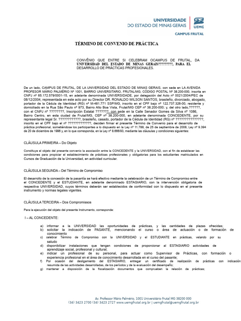 Modelo de Término de Convenio | PDF