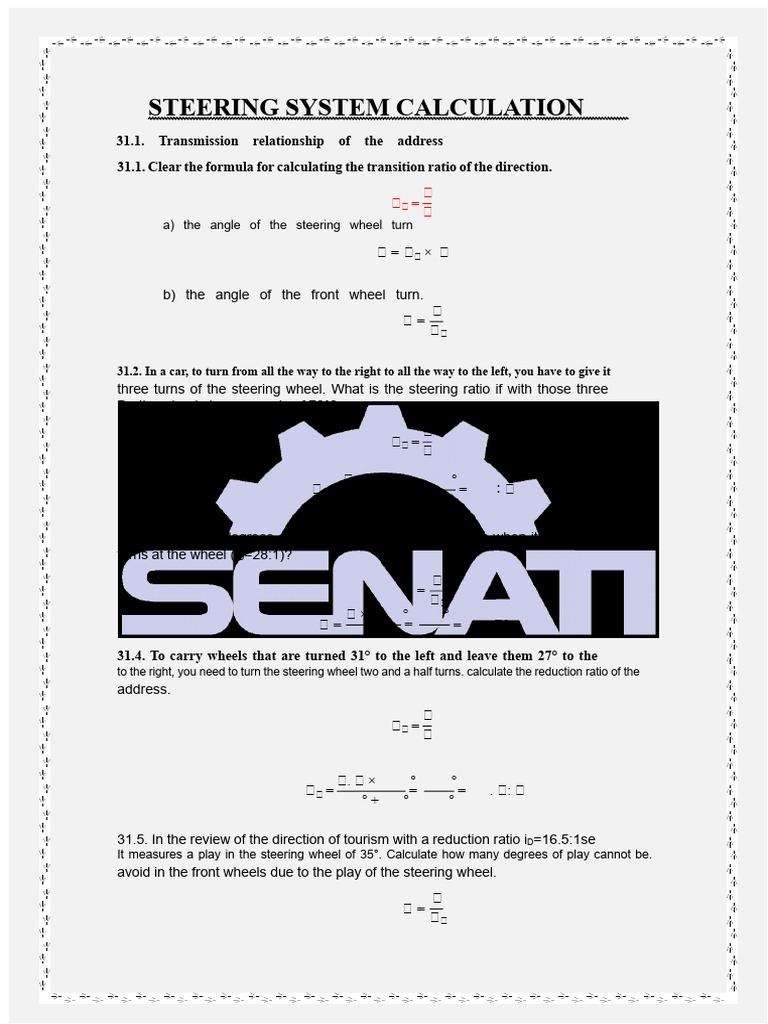 Steering System Calculations Guide | PDF | Steering | Angle