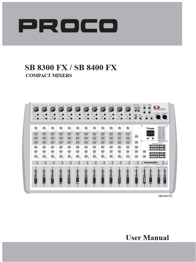 SB 8300/8400 FX Mixer User Manual | PDF | Microphone | Electronics