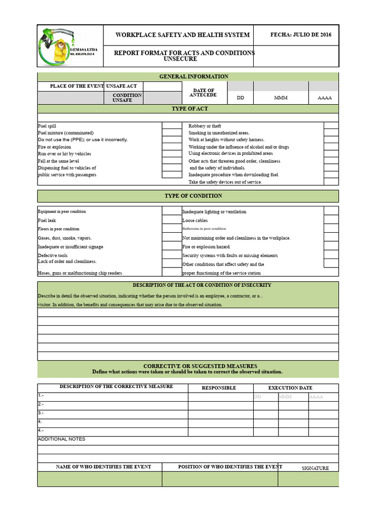 Workplace Safety Incident Report Template | PDF | Occupational Safety ...