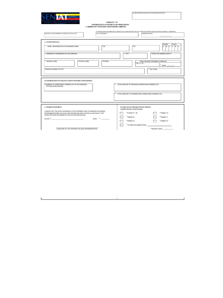 Informative Operations Statement Form PT-99 | PDF | Expense | Taxes