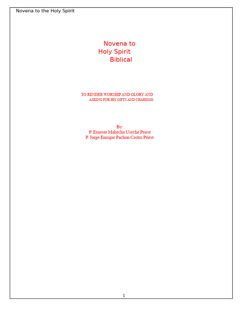 Novena Prayers to the Holy Spirit | PDF | Spiritual Gift | God The Father