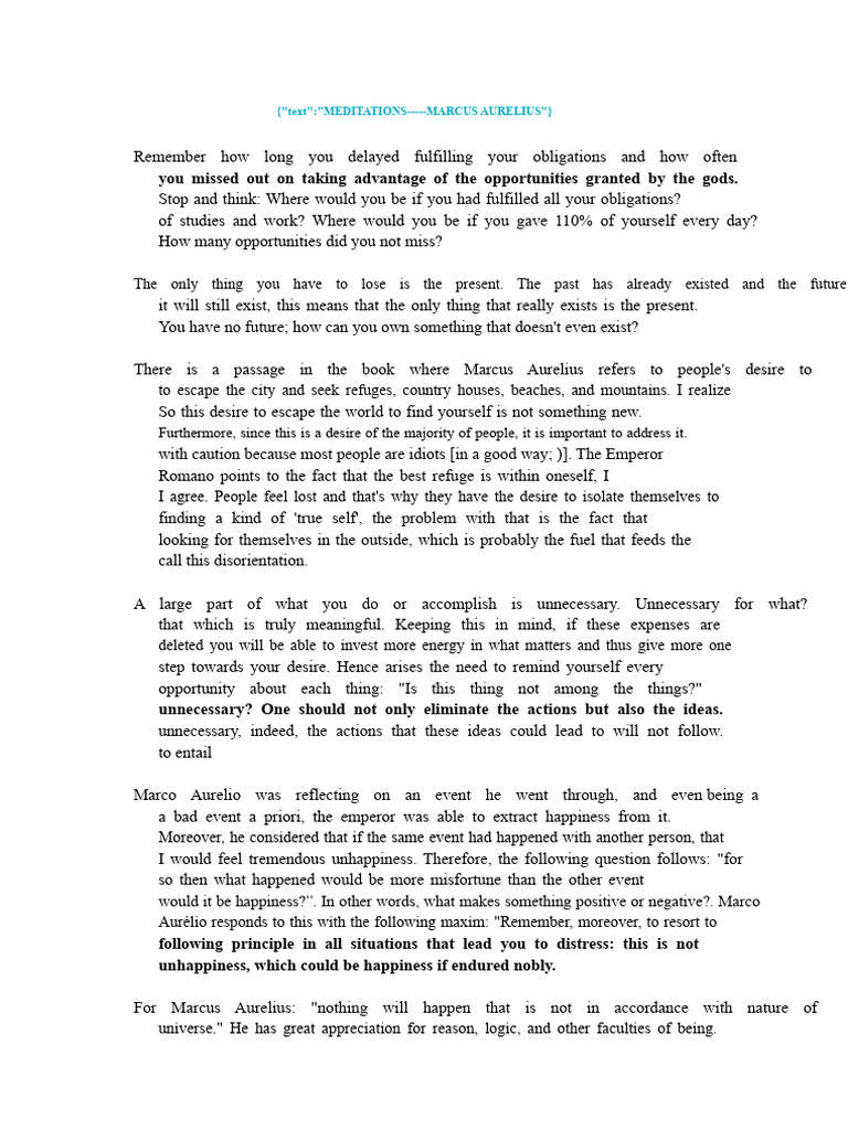Insights from Marcus Aurelius' Meditations | PDF | Reason | Happiness