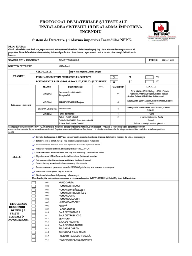Protocol de Teste BIO BIO | PDF