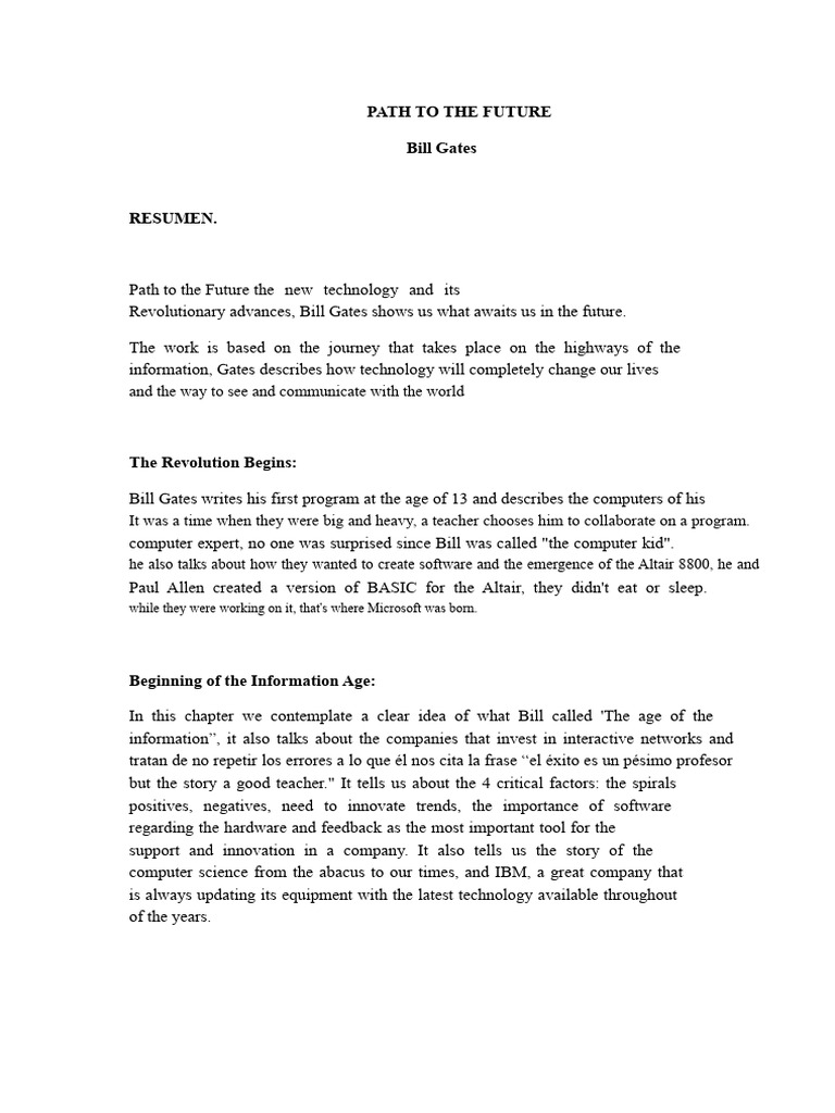 Path To The Future Summary. | PDF | Internet | Computing