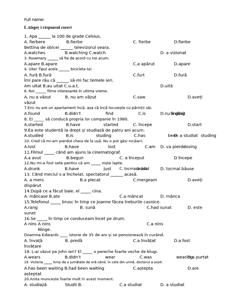 Test de Timp MCQ | PDF