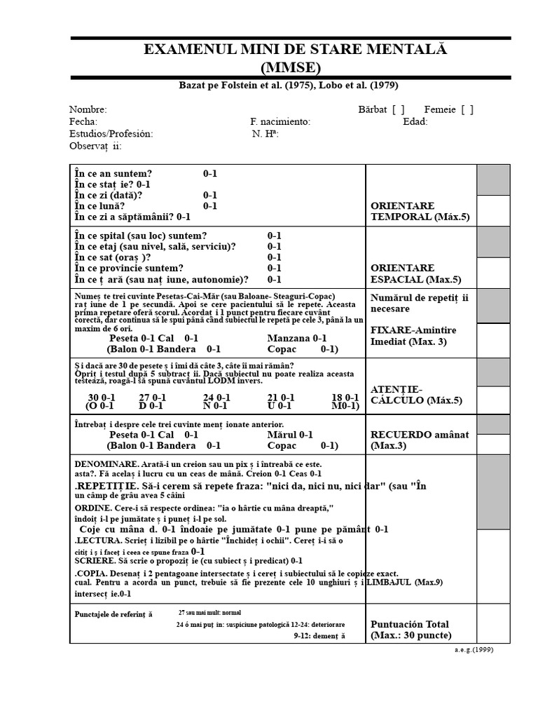 Test Mini Mental | PDF