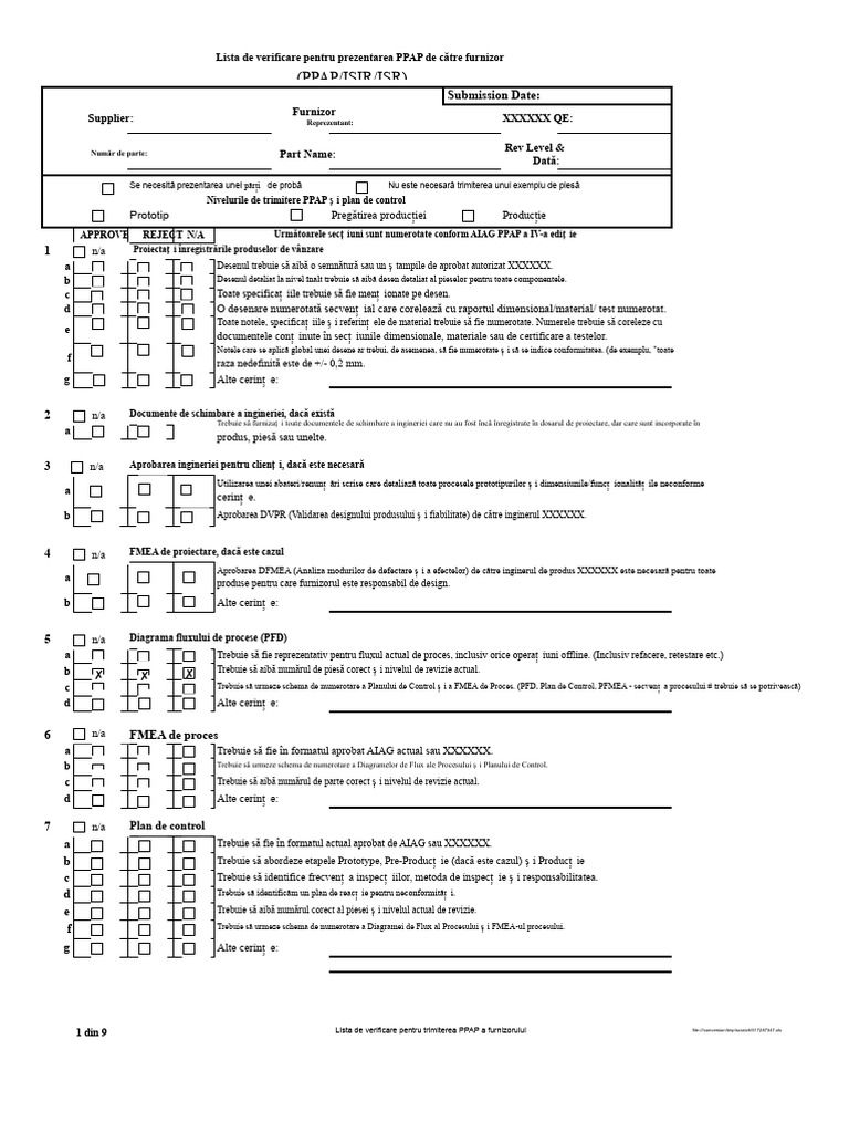 Lista de Verificare PPAP Generică | PDF
