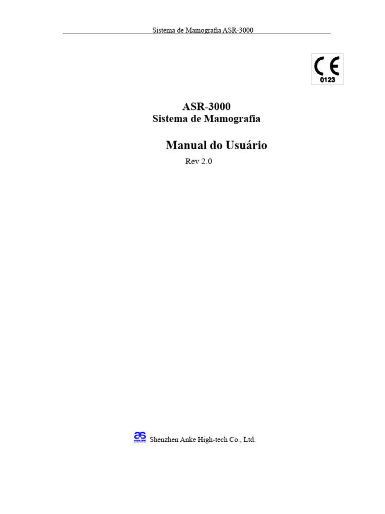 Manual do Sistema de Mamografia ASR-3000 | PDF | Raio X | Eletricidade