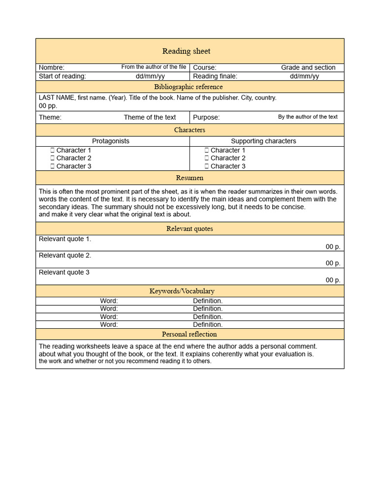 Reading Record Format | PDF