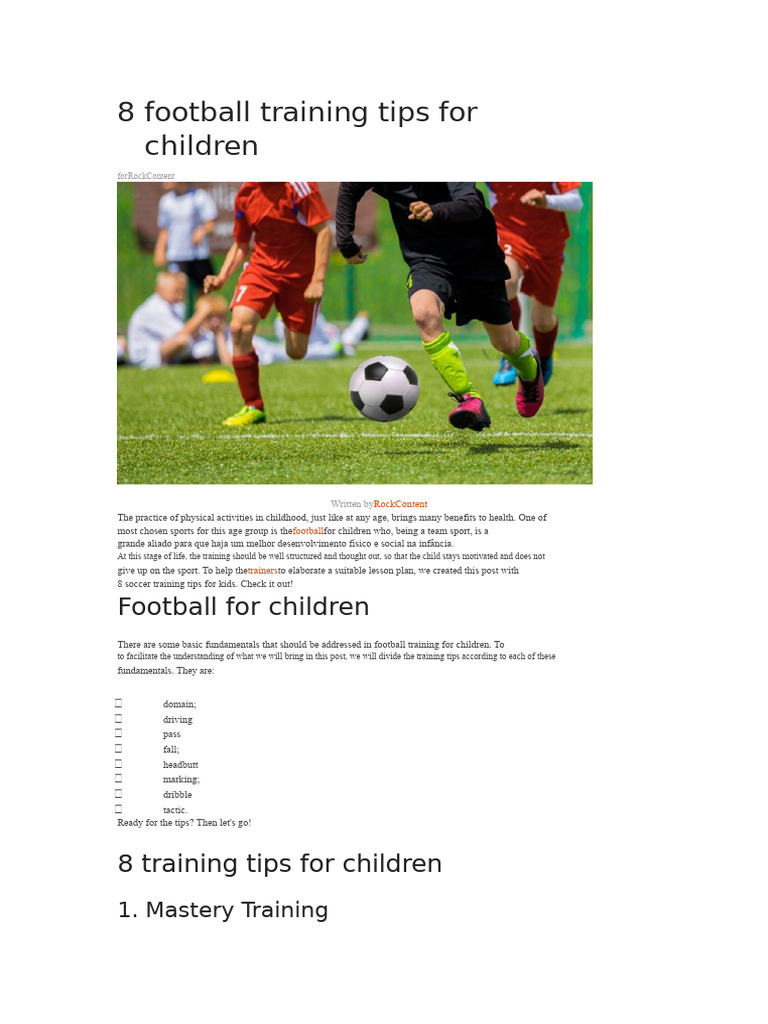 8 Soccer Training Tips for Kids | PDF