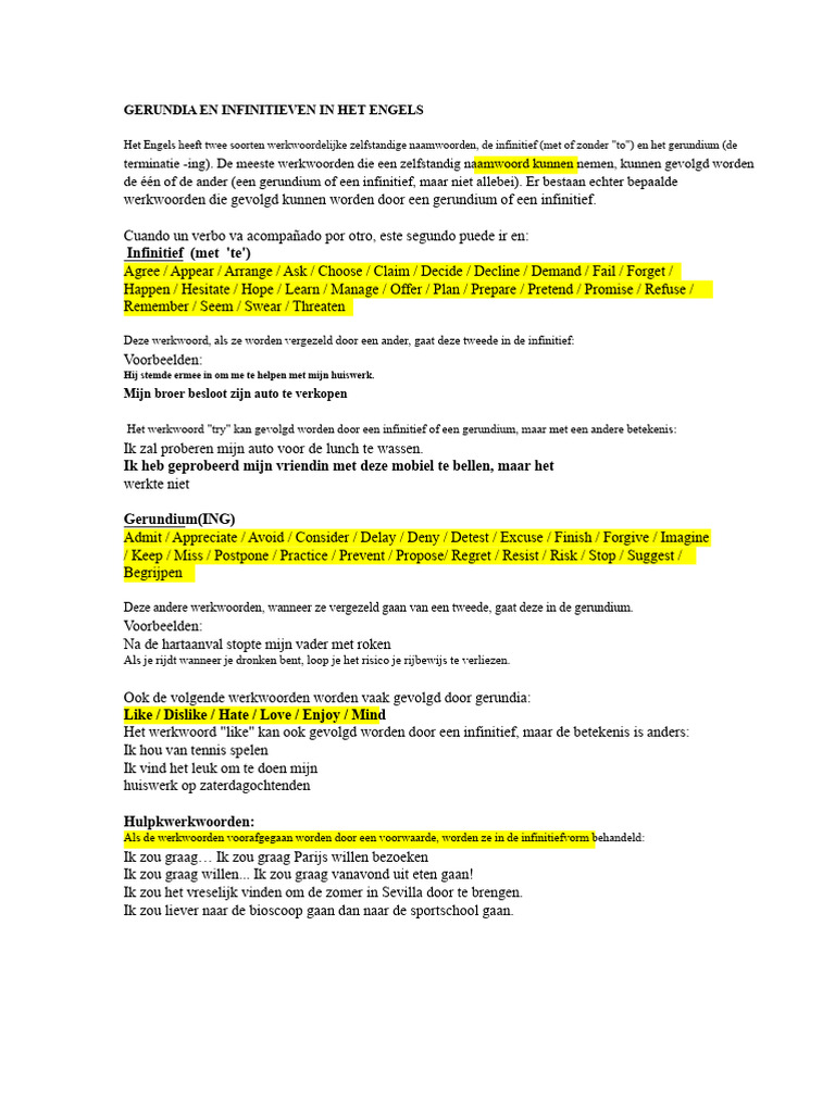 Gerundium en Infinitief in Het Engels | PDF