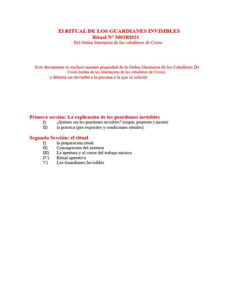 Ritual de los Guardianes Invisibles | PDF | Amor | Bendición