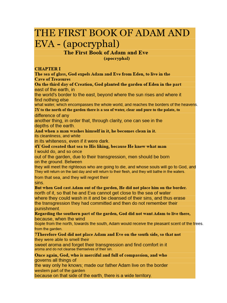 The First Book of Adam and Eve | PDF | Adam | Adam And Eve