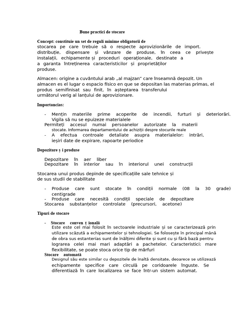 Practici Bune de Depozitare | PDF