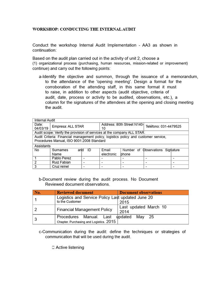 Internal Audit Workshop Guide | PDF | Audit | Internal Audit