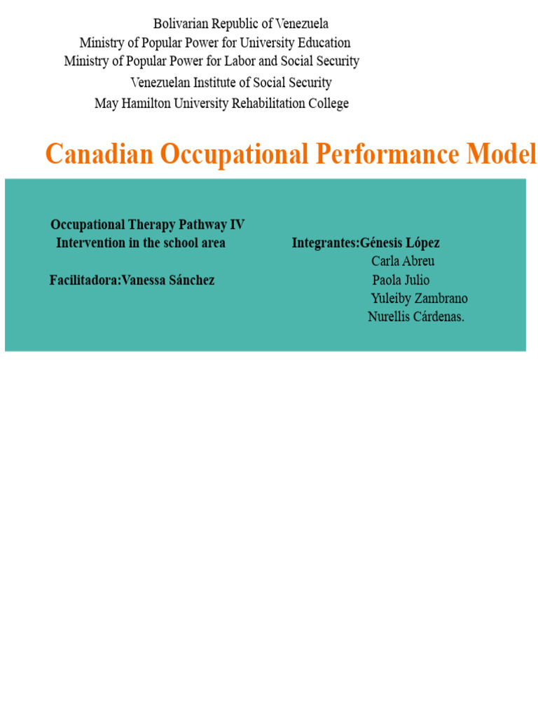 Canadian Occupational Performance Model | PDF | Occupational Therapy ...