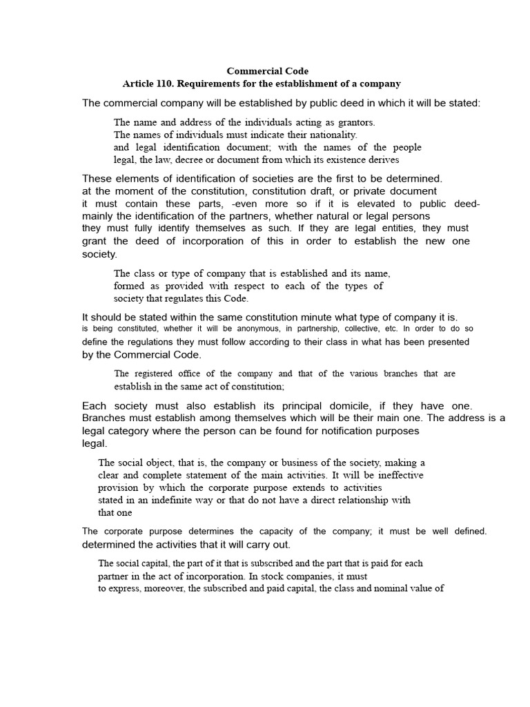 Company Establishment Requirements | PDF | Partnership | Companies