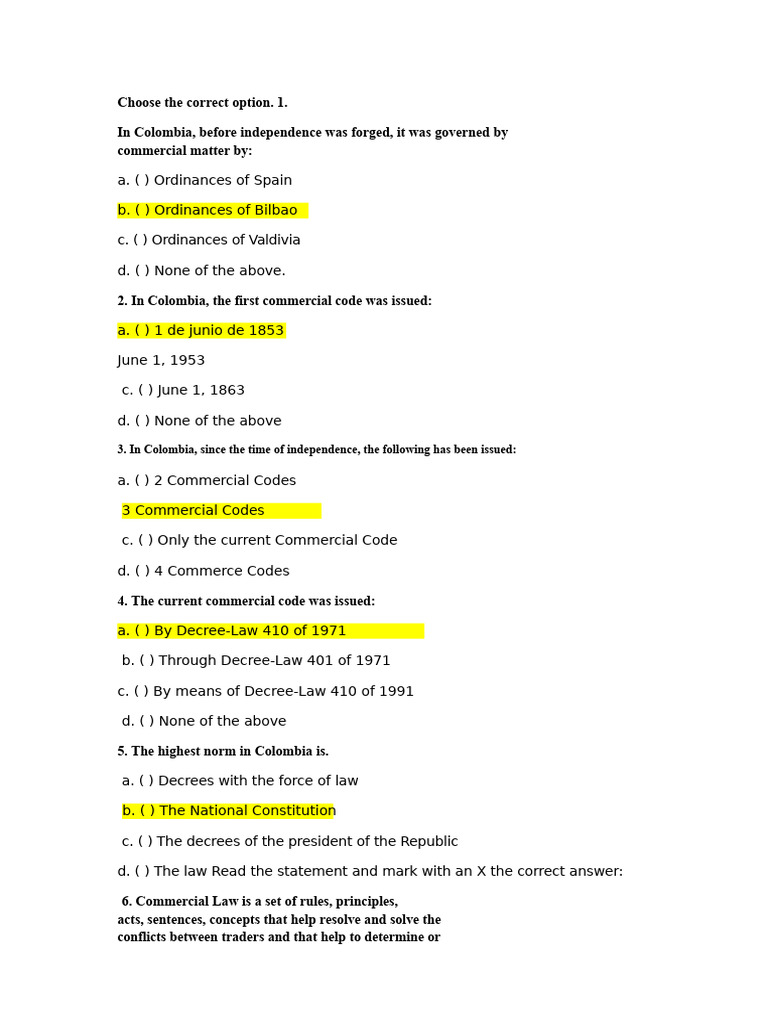 Commercial Law Questionnaire 90 Questions | PDF | Lease | Banks