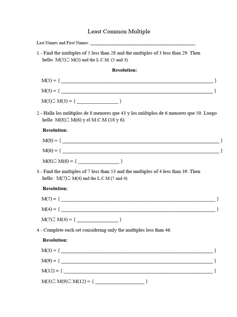 Least Common Multiple and Greatest Common Divisor - 6th Grade | PDF ...