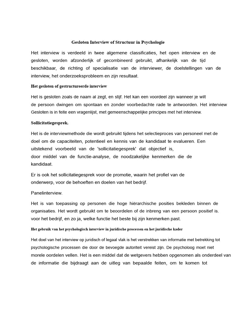 Gesloten en Open Interview | PDF